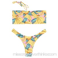 ZAFUL Womens Bandeau Bikini Set Banana Print High Leg 2pcs Bathing Suit B07C17ZK8C